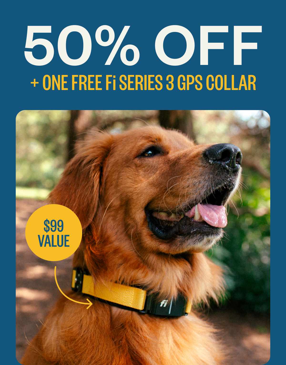 50% off + a FREE Fi GPS Collar 