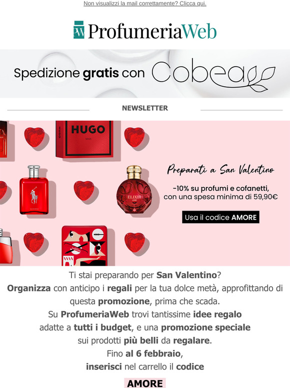 ♥️ -10% su profumi e cofanetti per San Valentino