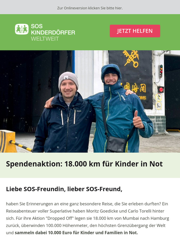 Spendenaktion: 18.000 km für Kinder in Not