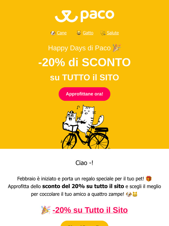 -20% di Sconto su Tutto! Happy Days di Paco