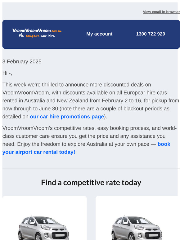Deal alert! Europcar hire cars for Australia and New Zealand!