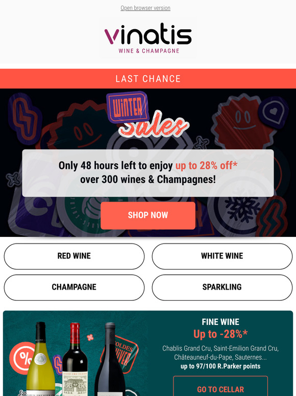 📢 Last Chance up to 28% off wine & Champagne
