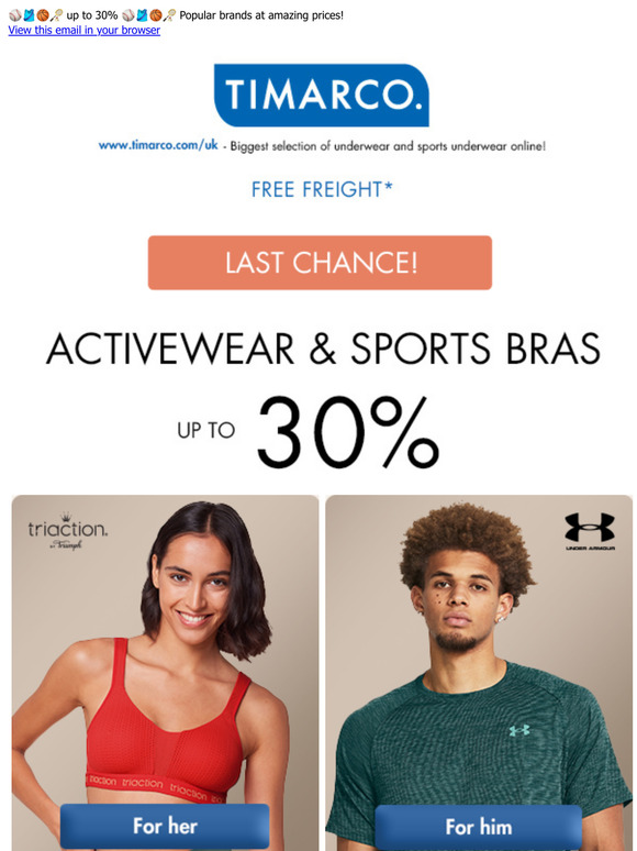 LAST CHANCE! Sportswear and sports bras up to 30% off