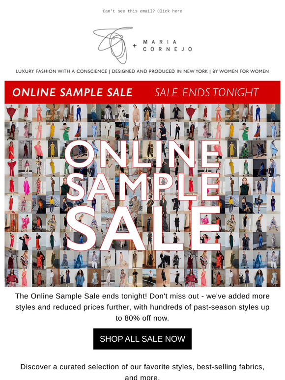🚨Final hours! Online Sample Sale ends tonight🚨