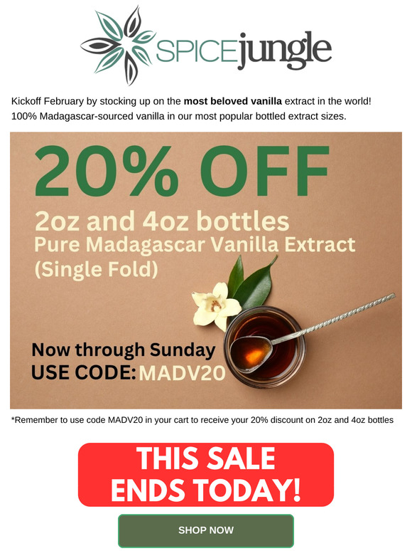 Last Day to Save 20% Off Madagascar Extract!