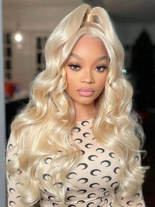 13x6 Lace Wig 613 Honey Blonde Human Hair Wigs Bone Straight / 3D Body Wave / Deep Wave