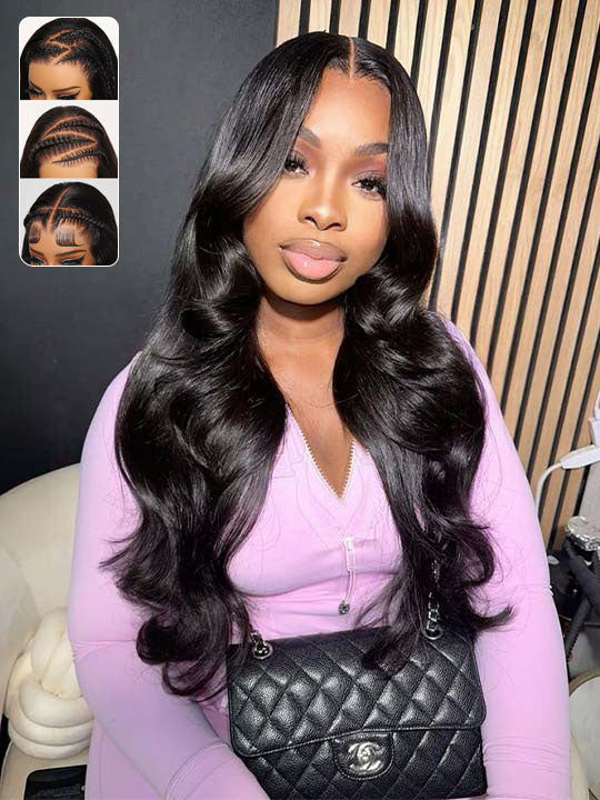 13x6 Full Lace Frontal Wig HD Transparent Lace Body Wave Easi-Drawstring Cap Wear and Go Wig