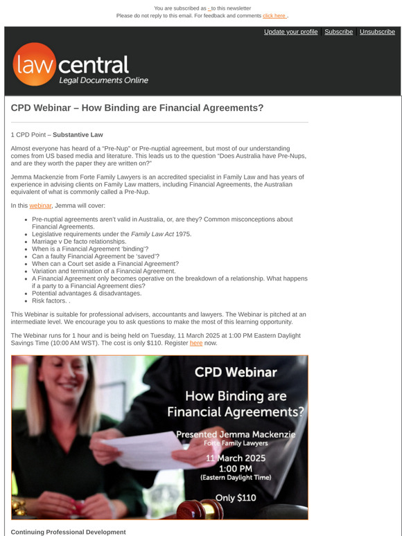 CPD Webinar – How Binding are Financial Agreements?