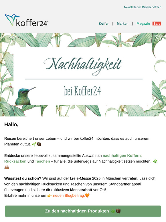 Nachhaltige Koffer und Rucksäcke bei koffer24 🌿🌍