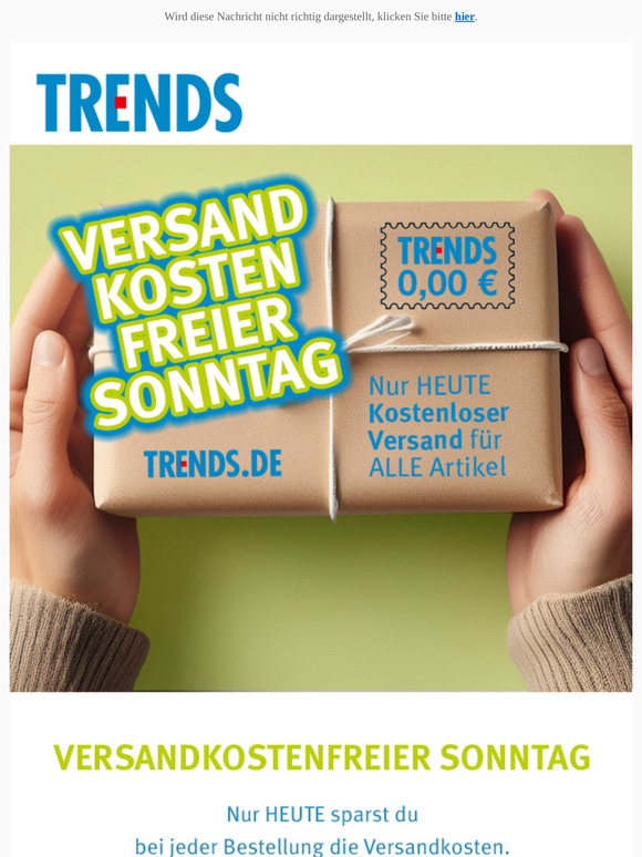 Versandkostenfreier Sonntag bei TRENDS