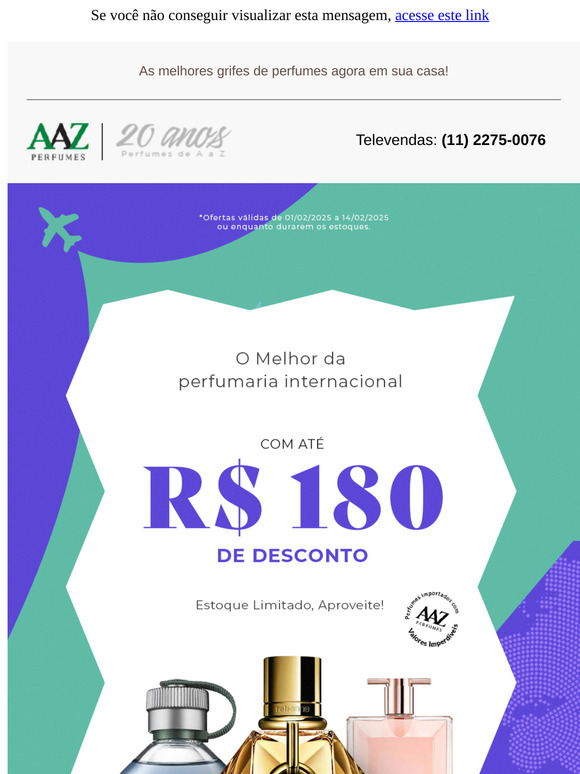 ATÉ R$180,00 OFF no Melhor da Perfumaria Mundial. 🤑 Não perca, Estoque Limitado!