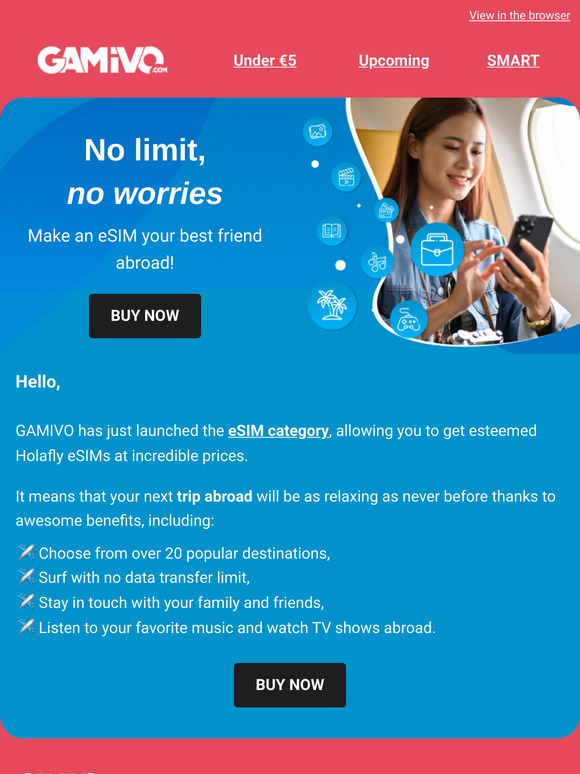 🛬 eSIM has landed on GAMIVO 📱 Enjoy unlimited internet and great prices 💸