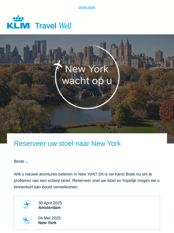 Mis uw vlucht naar New York niet
