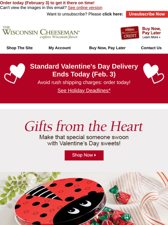Last Day for Valentine’s Day Delivery