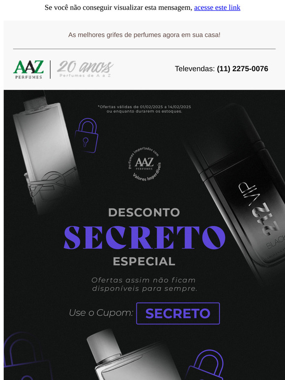 Desconto SECRETO Especial! 🤫 Use o Cupom secreto e Descubra o que Preparamos Para Você.