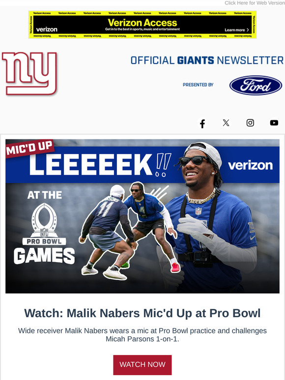 Watch: Malik Nabers Mic'd Up at the Pro Bowl