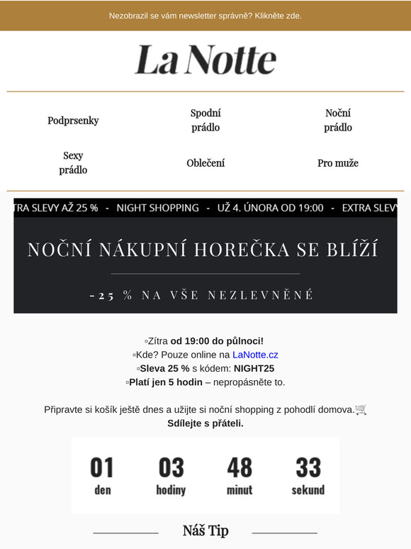 Zítra od 19:00! Night Shopping se slevou 25 %