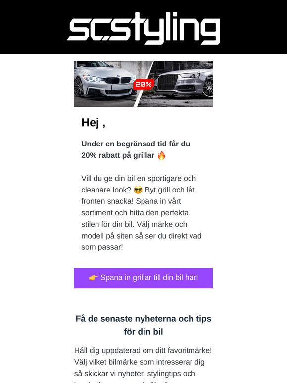Uppgradera fronten 🚗 20% på grillar