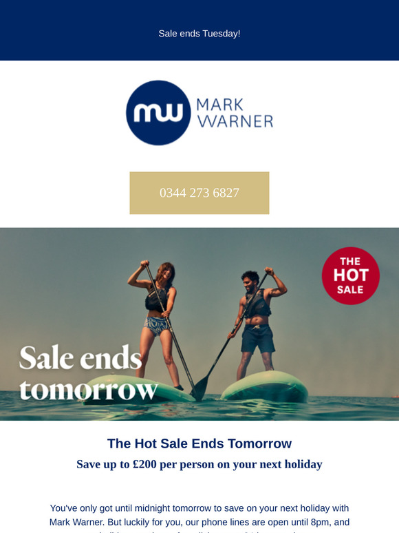 Sale ends Tuesday