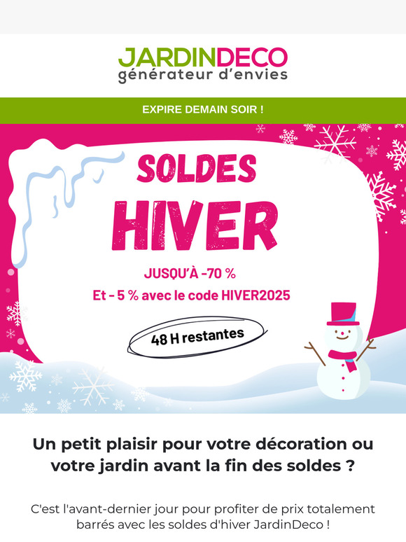 Dernières 48h : jusqu'à -70% sur votre décoration !