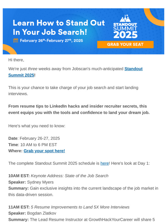 Standout Summit 2025: Register to Join 500+ Job Seekers