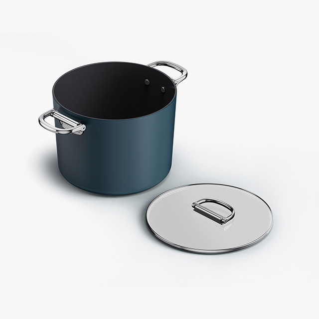 Space Folding Handle Ceramic Non-stick 25cm Blue Stock Pot & Lid