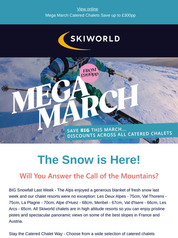 Chalets from £999pp & Up to 75cm Fresh Snow to Ski