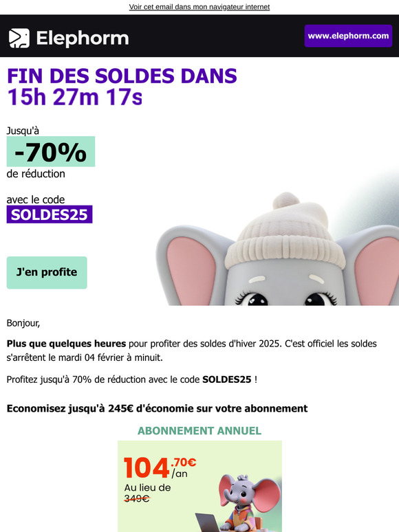 Fin des soldes jusqu'à -70% pendant quelques heures