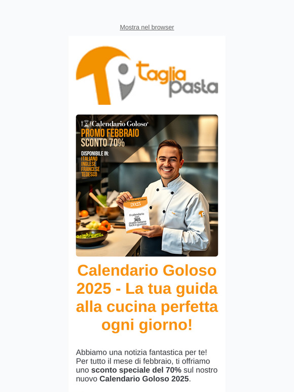 Calendario Goloso 2025 - La tua guida alla cucina perfetta ogni giorno!