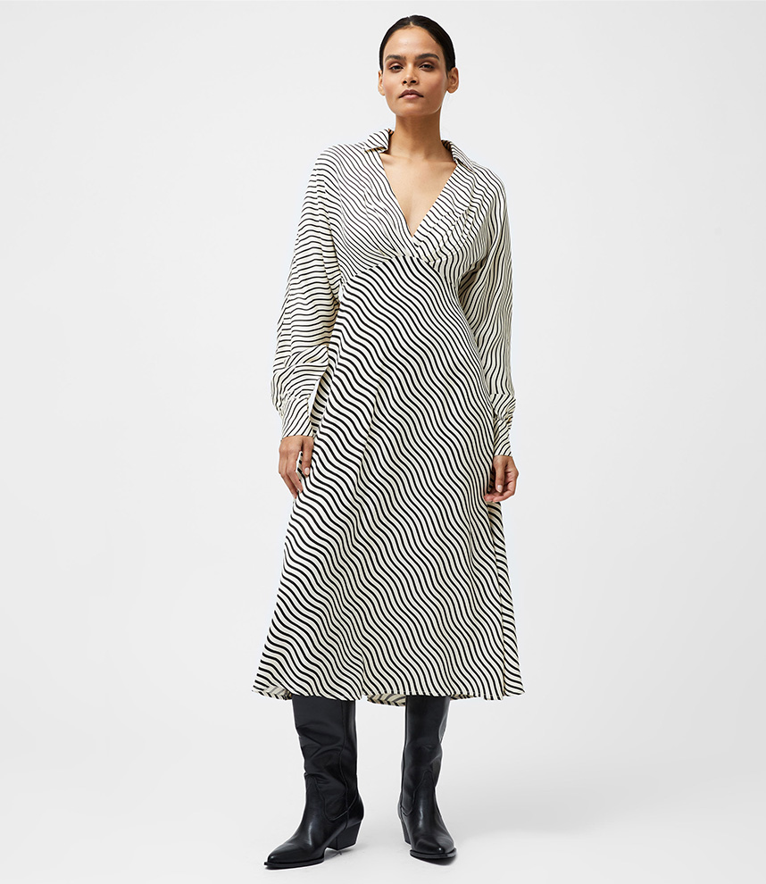 Candice Satin Stripe Midi Dress