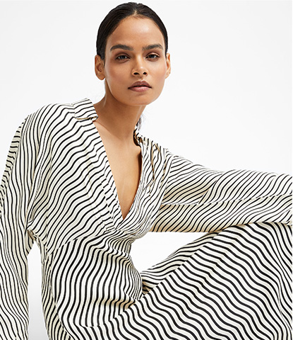 Candice Satin Stripe Midi Dress