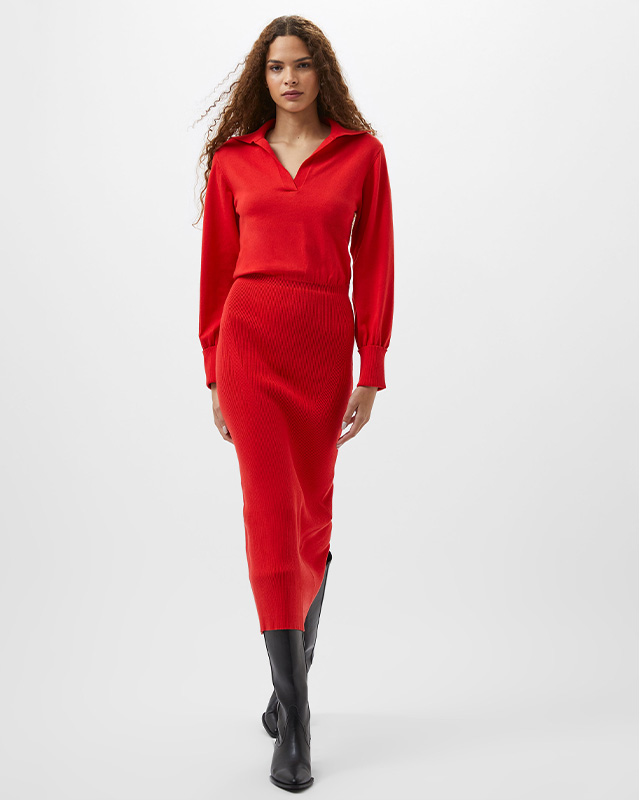 Mozza Collared Knit Midi Dress