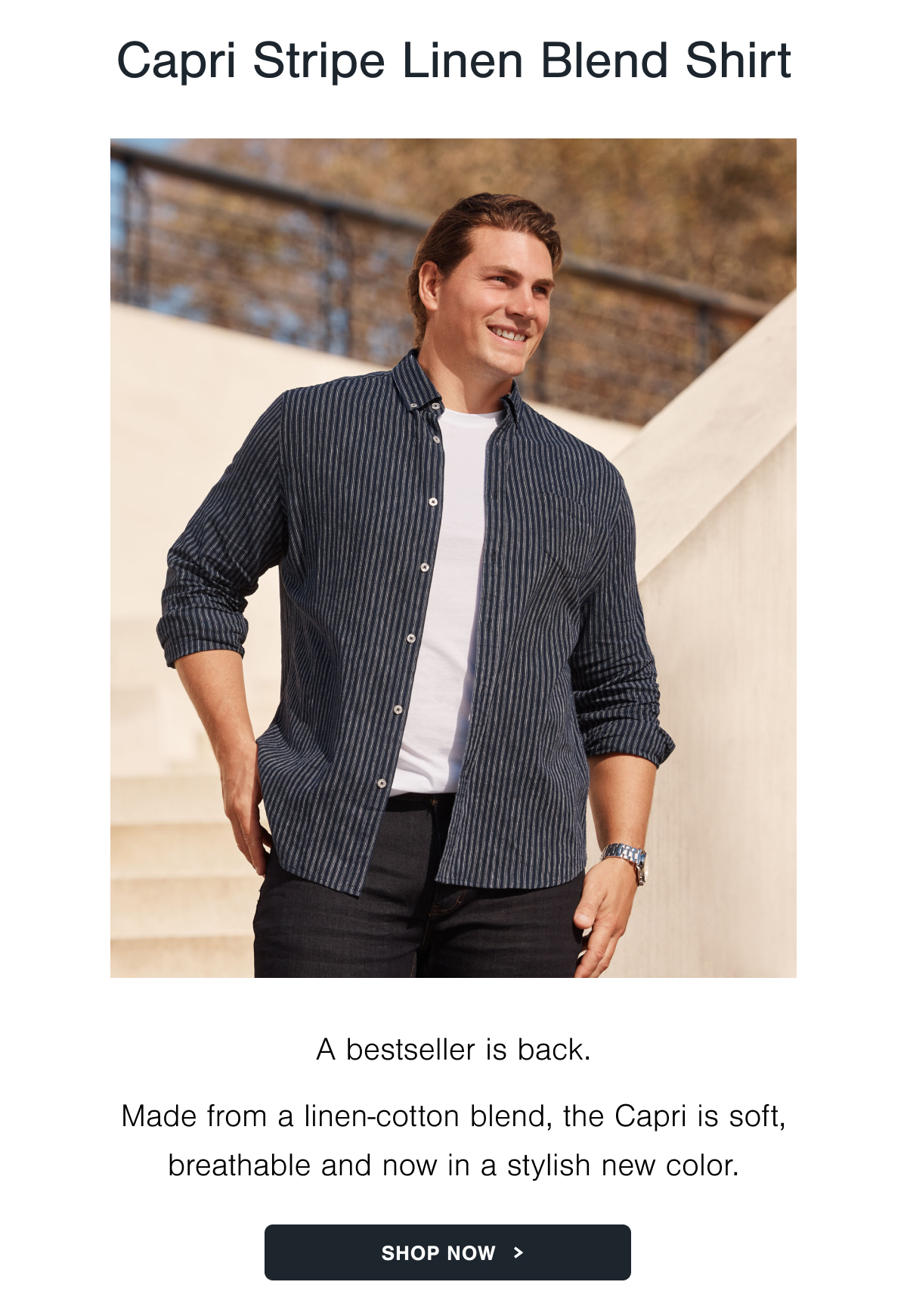 New | Capri Stripe Linen Blend Shirt