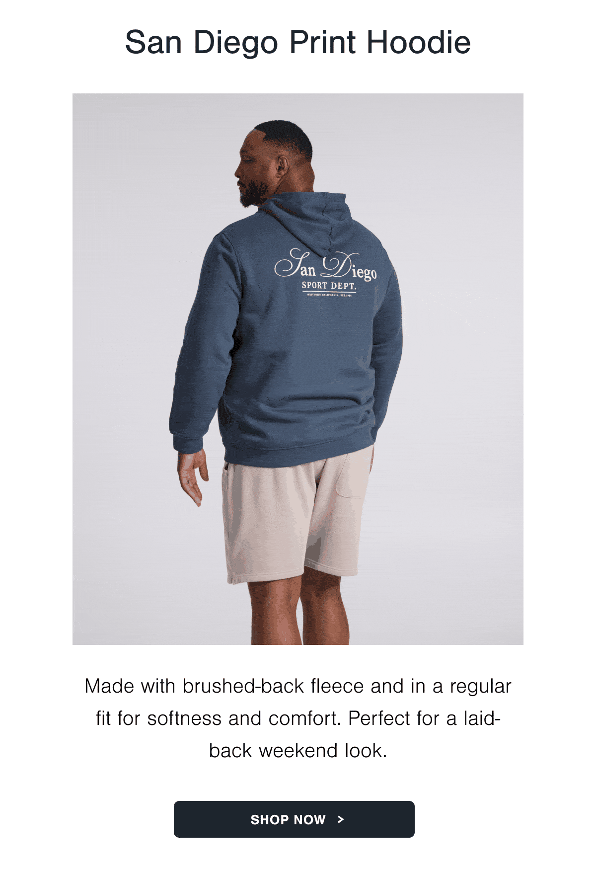 New | Steel Blue San Diego Print Hoodie