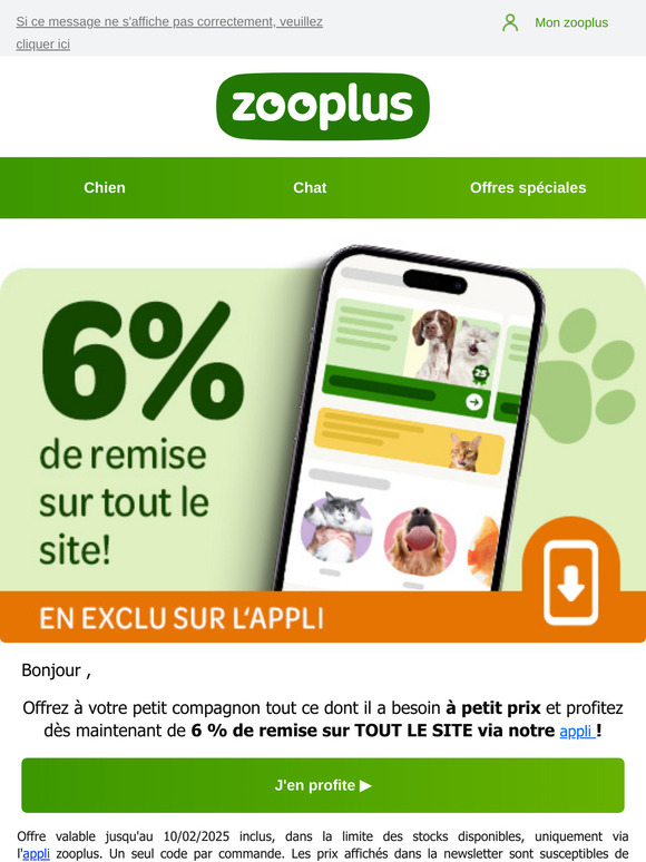 6 % sur tout zooplus !