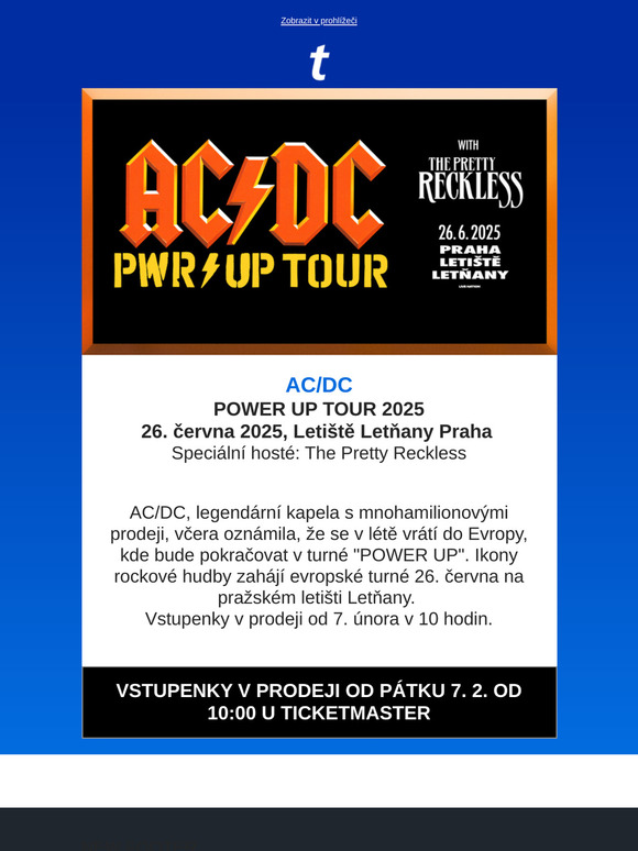 AC/DC - VSTUPENKY V PRODEJI JIŽ V PÁTEK 7.2.! 💥