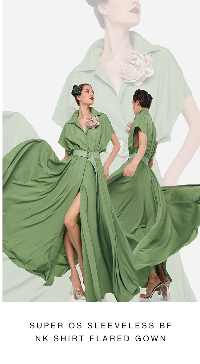 SUPER OS SLEEVELESS BF NK SHIRT FLARED GOWN