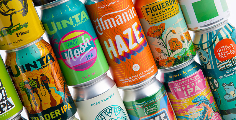stacks of craft beer cans