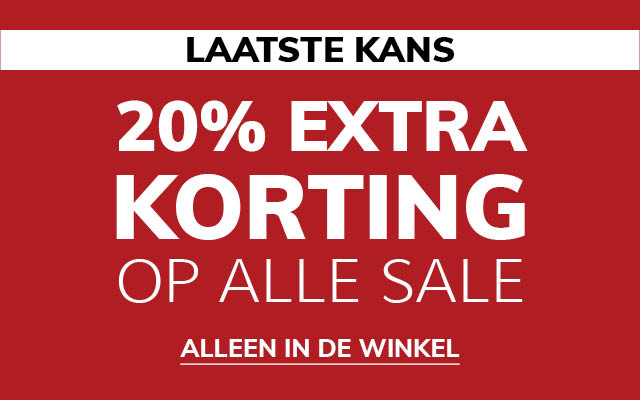 20% korting op alle sale - alleen in de winkel