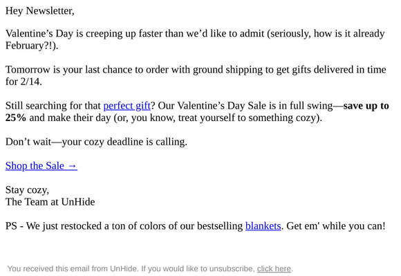Final call for Valentine’s Day shipping! 💝