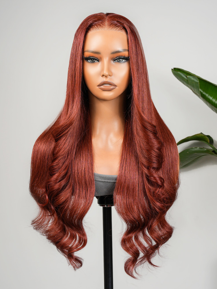 Image of Mera Red Customized Wave Wig Colored Human Hair Pre-Everything Lace Front Wig