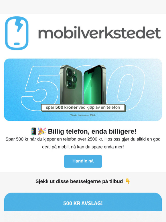 Spar 500 kr ved kjøp av telefon
