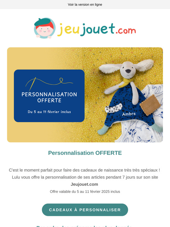 Personnalisation OFFERTE ! Pour de beaux cadeaux de naissance...