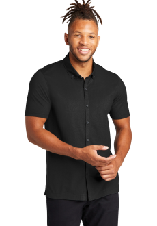 MERCER+METTLE MM1006 Stretch Pique Full-Button Polo