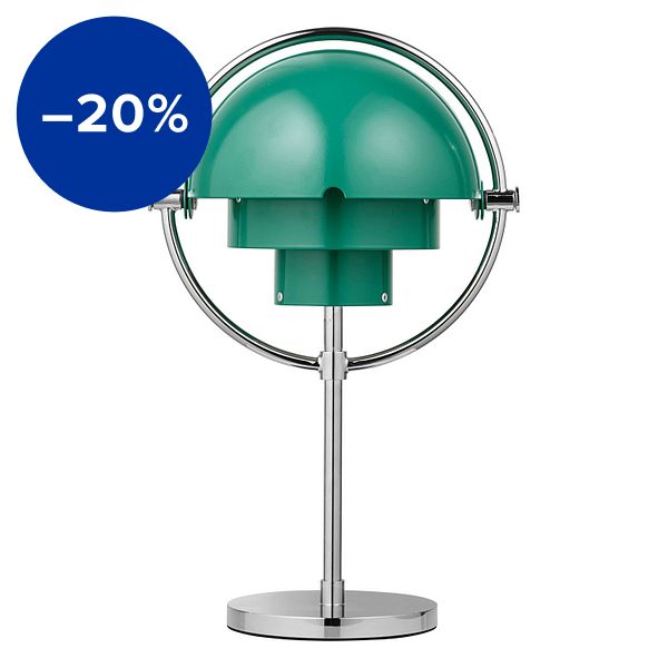 Multi-lite portable table lamp, chrome - teal green