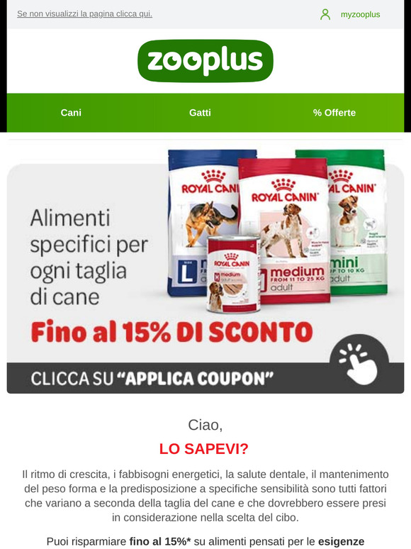 Fino al -15% su Royal Canin Size Health Nutrion 🐕