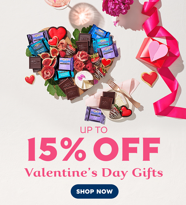 Up to 15% off Valentine's Day Gifts