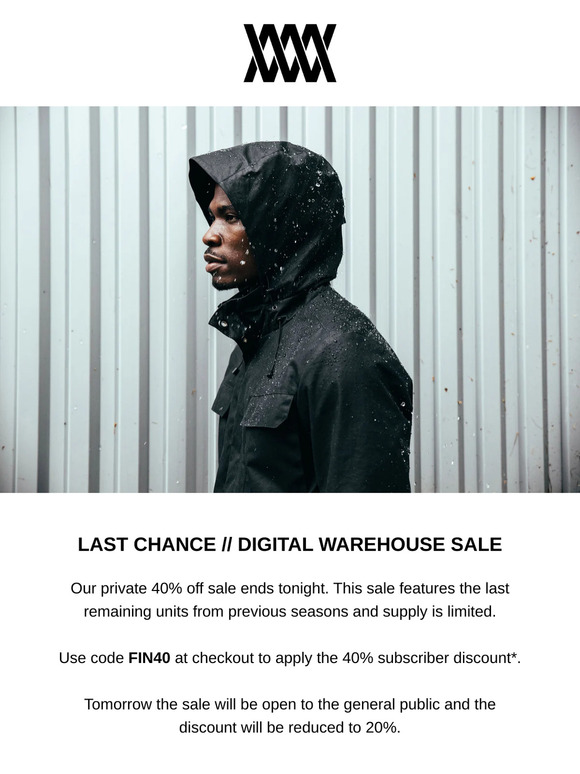 [LAST CHANCE] DIGITAL WAREHOUSE SALE // MISSION WORKSHOP