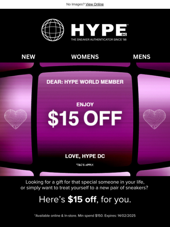 A Valentine's Day gift for you: $15 OFF*