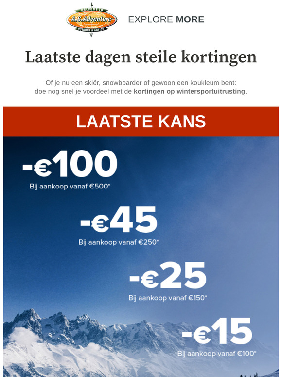 Laatste kans: tot € 100 korting op wintersport